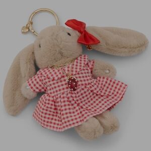 Aldo Beige and Red Bunny Keychain